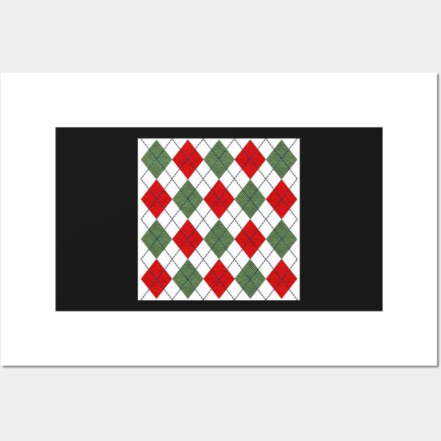 Holiday Winter Pattern Red, White & Green Cute Home Decor for Christmas Wall Art by tamdevo1